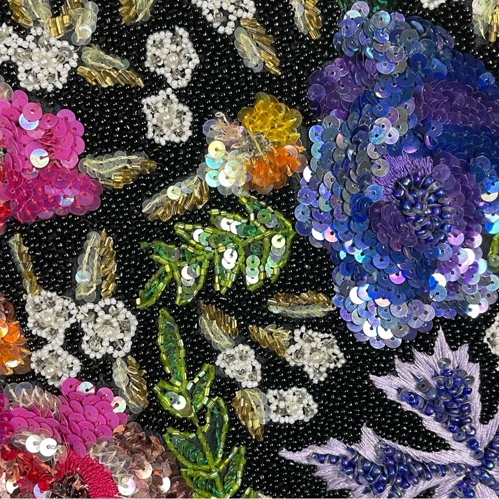 LAURENCE KAZAR VINTAGE BEAD EMBELLISHED EMBROIDERED HEAVY FLORAL EVENING JACKET - Picture 14 of 15